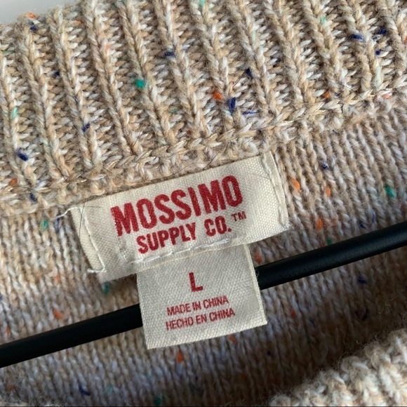 MOSSIMO | EUC Target Brand Tan / Cream & Confetti Crew Neck Cable Knit Sweater L - Picture 2 of 6